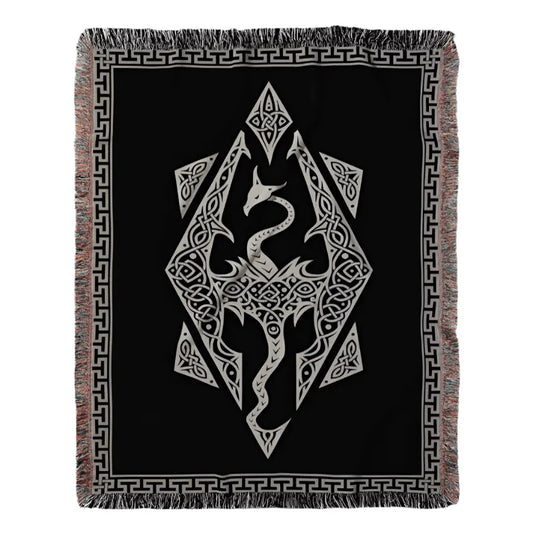 Dragon Seal Woven Blanket - A Legacy of Elder Power & Destiny Offbeat Opulence