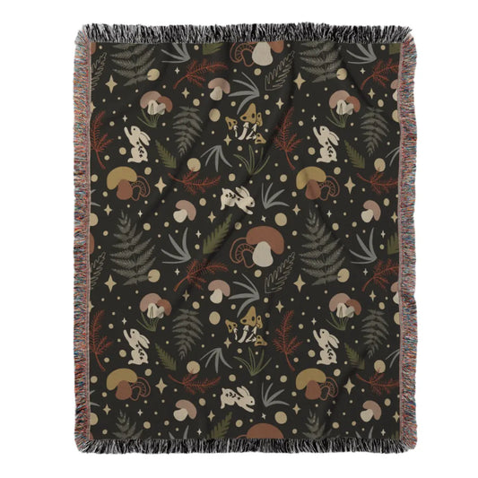 Enchanted Woodland Woven Blanket – A Cozy Escape Through A Mystical Forest Offbeat Opulence