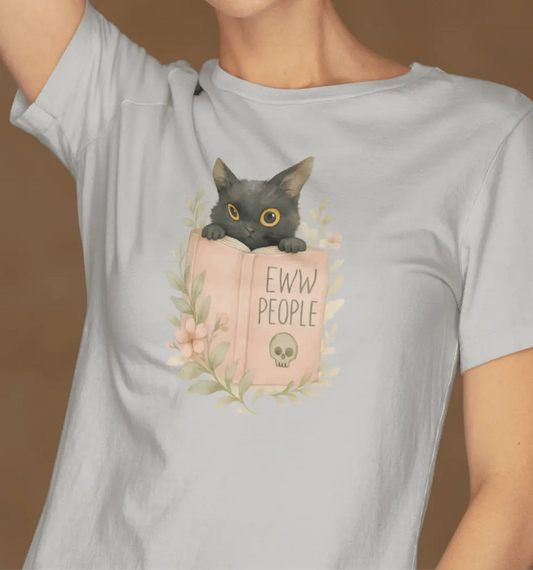 Eww People Black Cat T-Shirt – Bookish Anti-Social Reader Tee Offbeat Opulence