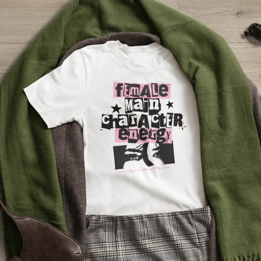 Female Main Character Energy – Retro ’80s Punk Tee Offbeat Opulence