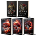 Five book covers arranged on a black background, including 'My Brutal Beast,' 'My Vicious Beast,' 'Night Shade,' 'Night Fury,' and 'Night Fall' from Chronicles of the Otherworld by Melissa Cummins.