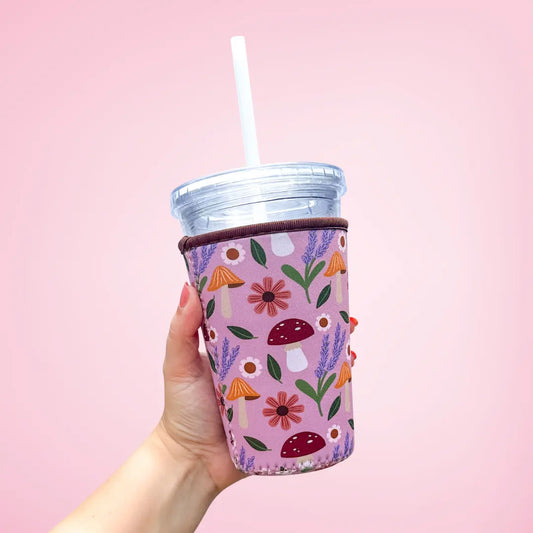Oak Shore Collective LLC - Mushroom Garden | Iced Coffee Sleeve The Secret Garden Bookery
