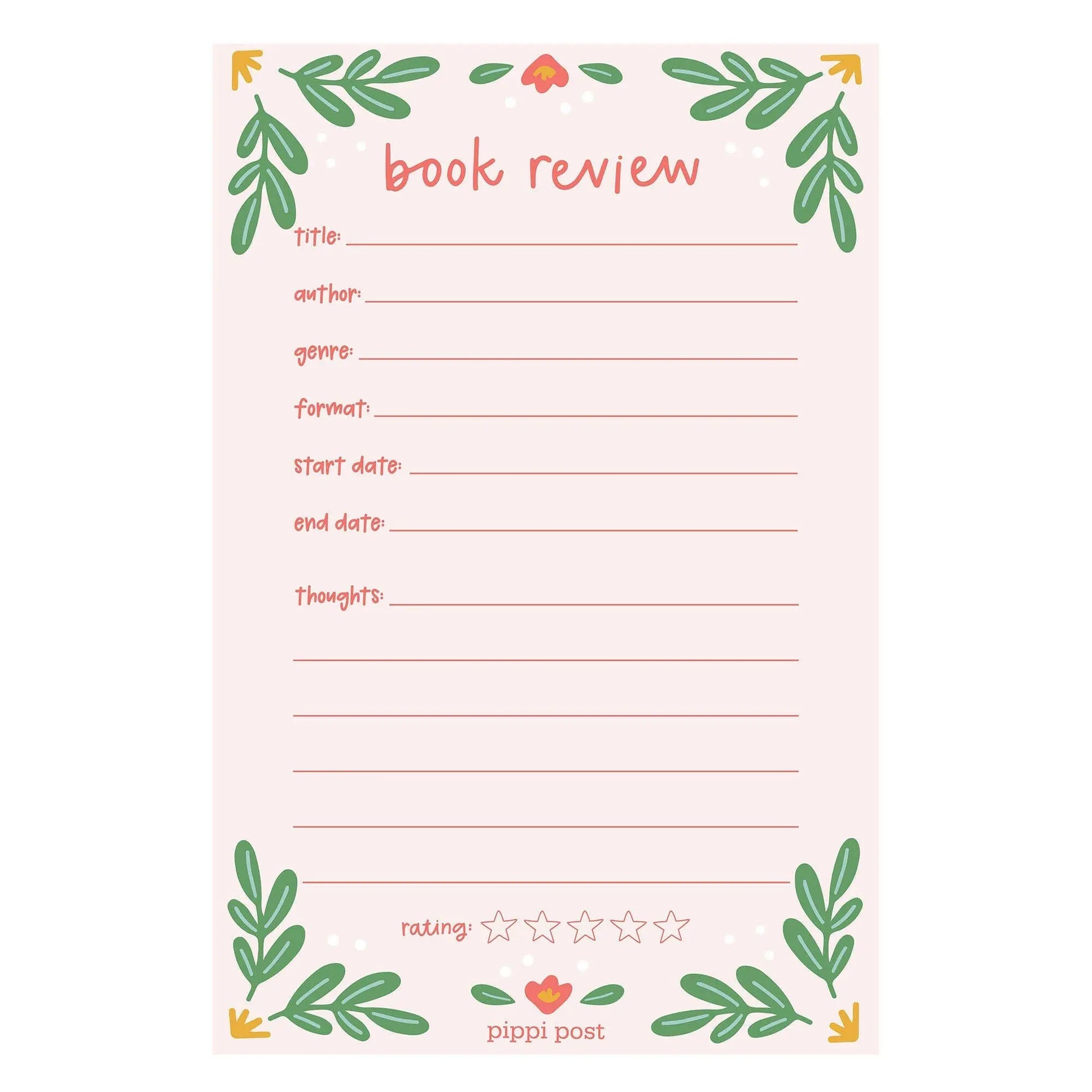 Pippi Post - Book Review 4x6 Notepad The Secret Garden Bookery