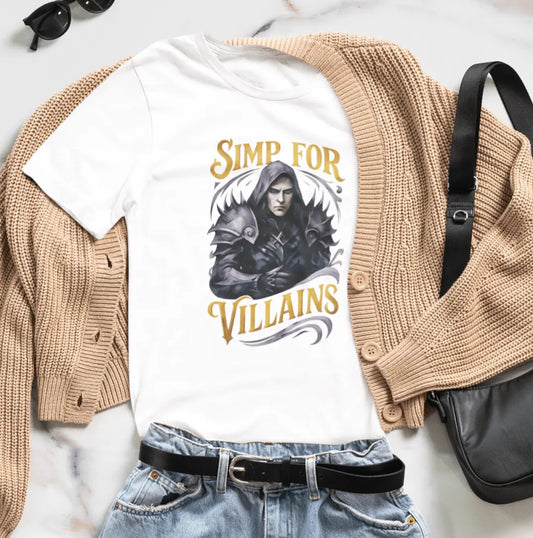 Simp for Villains T-Shirt – Dark Fantasy Antihero Bookish Tee Offbeat Opulence