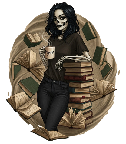 Skeleton Book Girl Hoodie Literary Fantasy