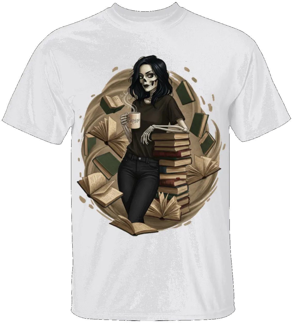 Skeleton Book Girl T-Shirt Literary Fantasy