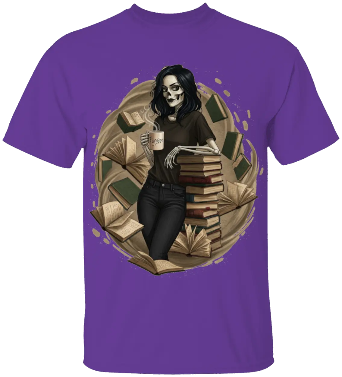 Skeleton Book Girl T-Shirt Literary Fantasy