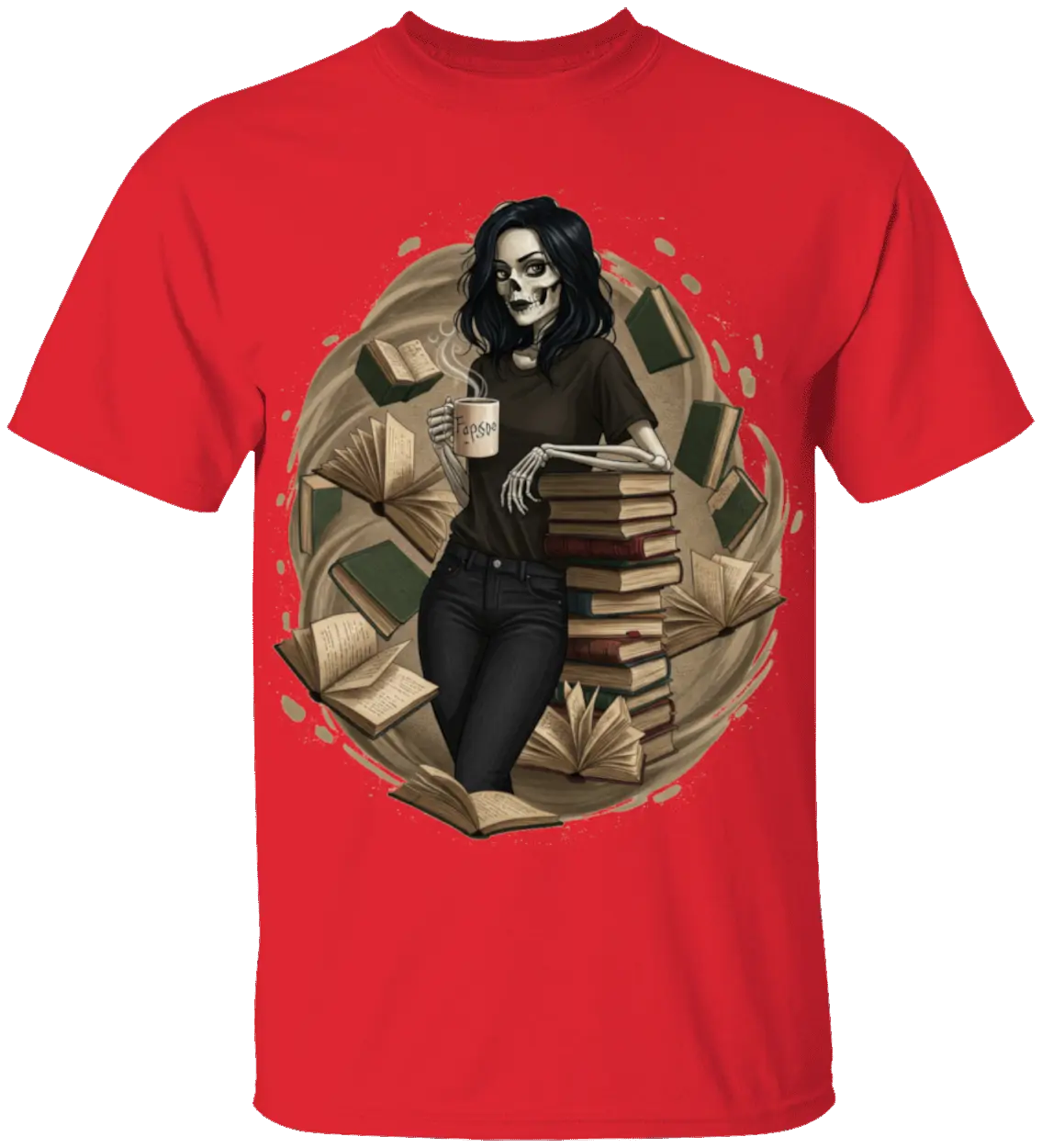 Skeleton Book Girl T-Shirt Literary Fantasy