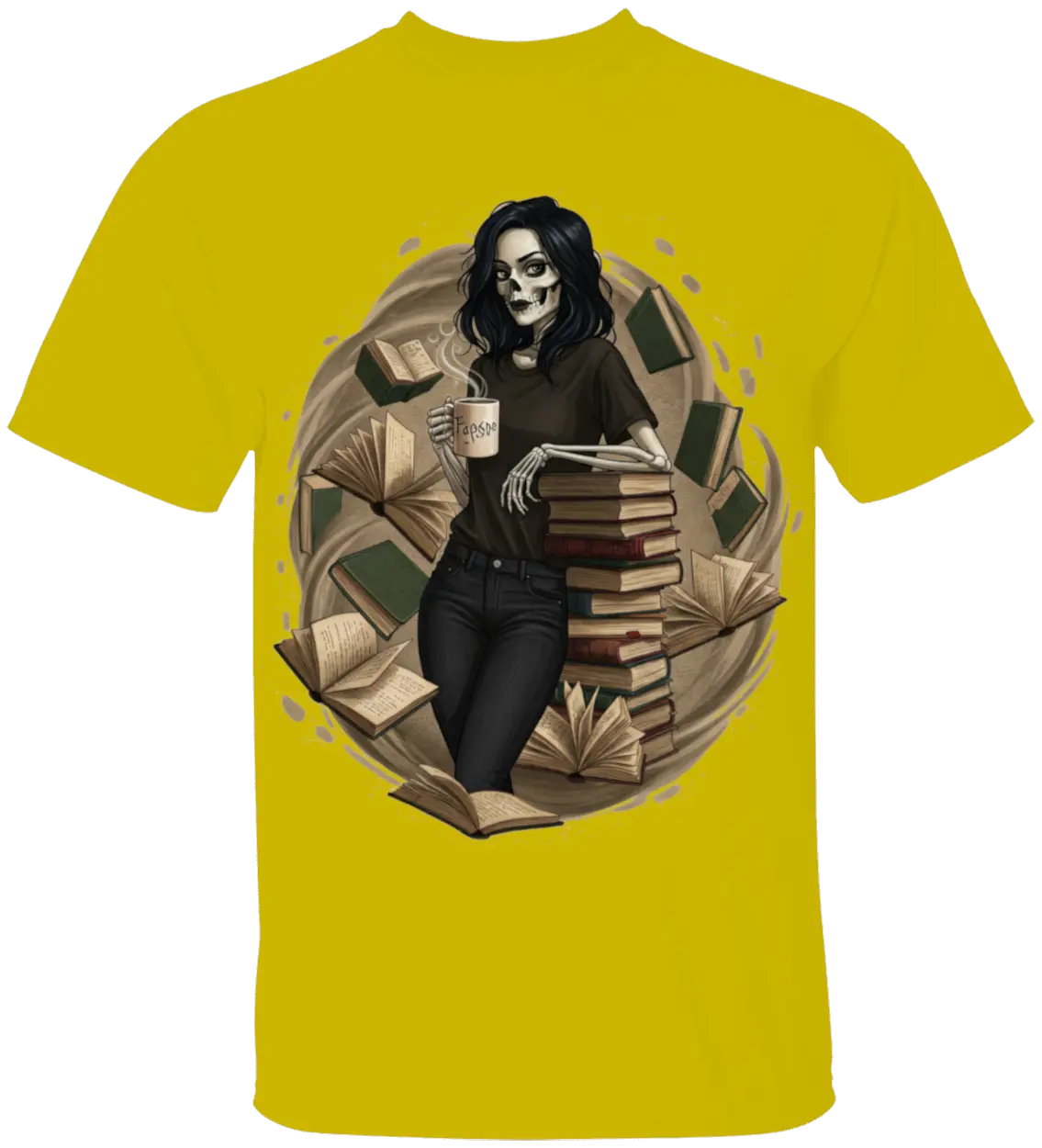 Skeleton Book Girl T-Shirt Literary Fantasy