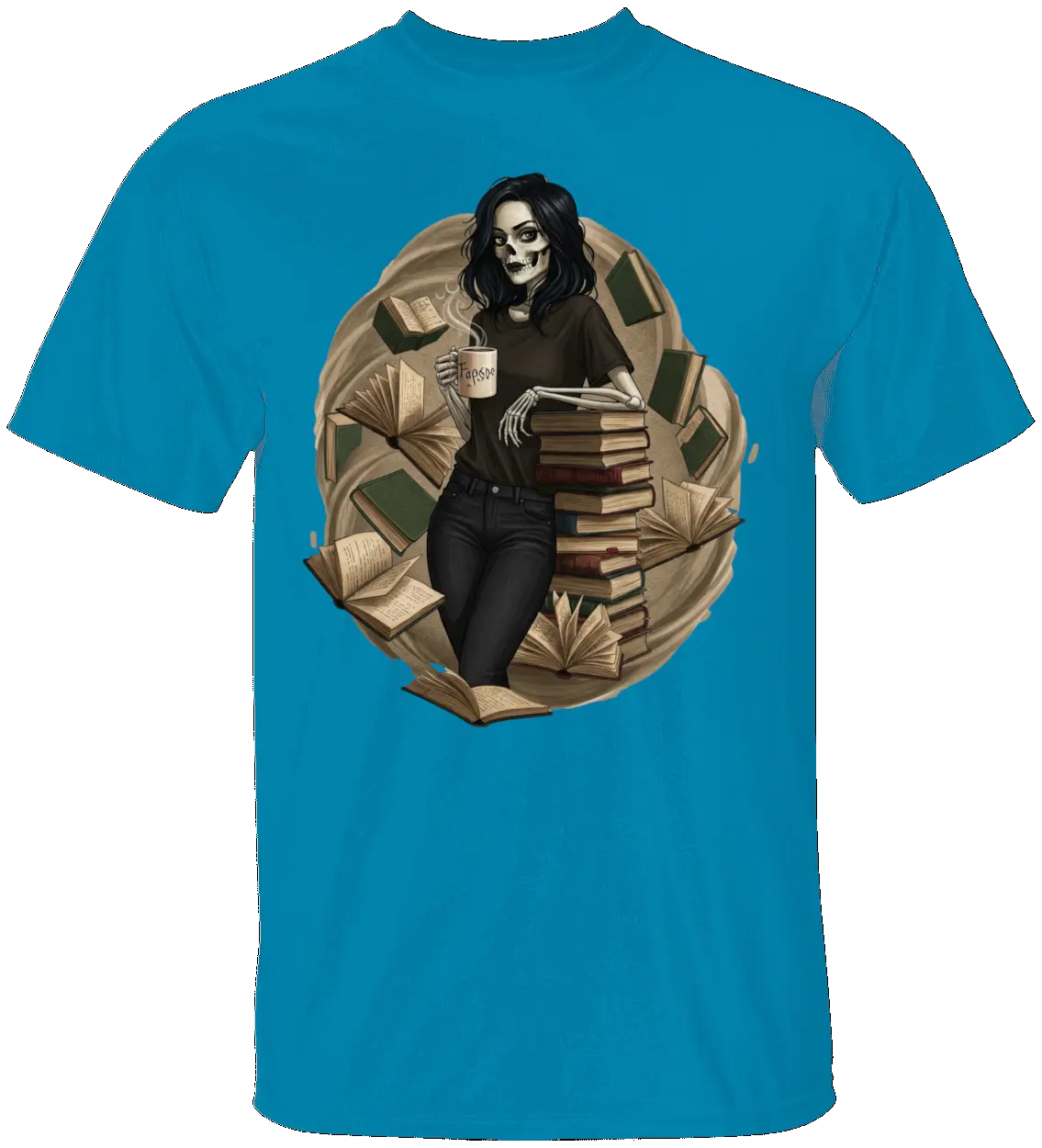 Skeleton Book Girl T-Shirt Literary Fantasy