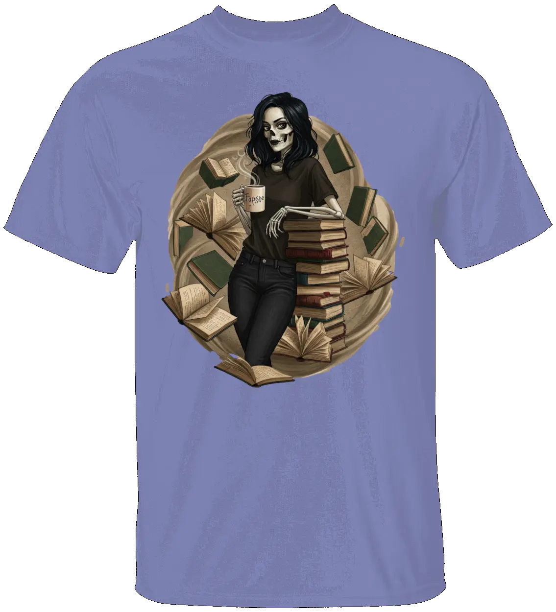 Skeleton Book Girl T-Shirt Literary Fantasy