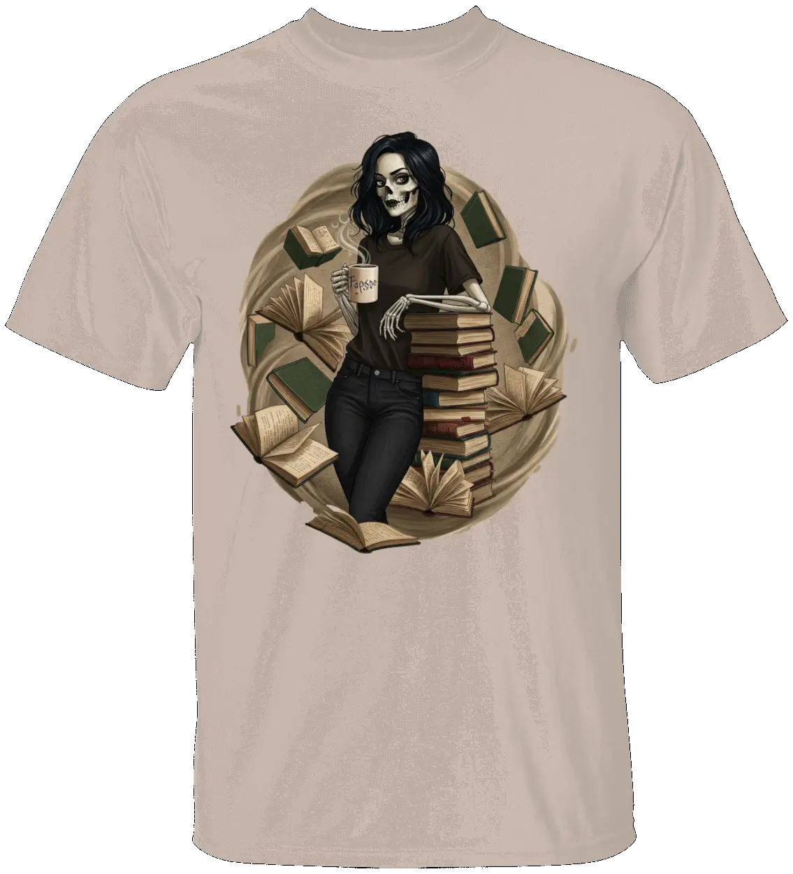 Skeleton Book Girl T-Shirt Literary Fantasy