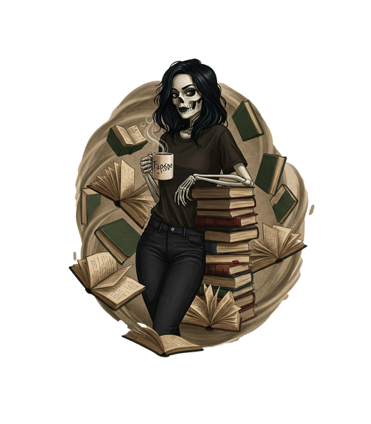Skeleton Book Girl T-Shirt Literary Fantasy