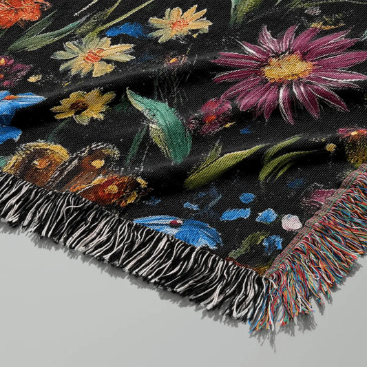 Whimsical Storybook Garden Dragon – Woven Blanket Offbeat Opulence