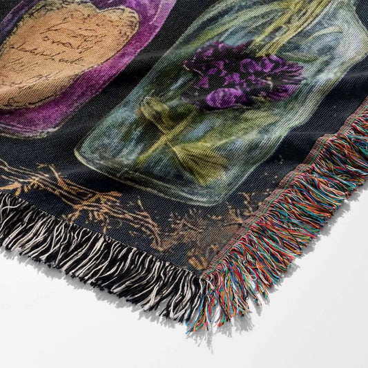Apothecary Shelves Watercolor Woven Blanket Offbeat Opulence