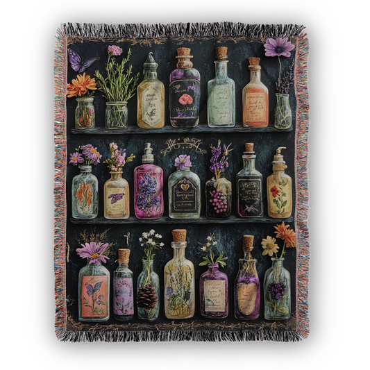 Apothecary Shelves Watercolor Woven Blanket Offbeat Opulence