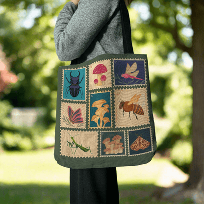 Botanical Stamps Woven Tapestry Tote – Nature-Inspired & Uniquely Crafted Offbeat Opulence