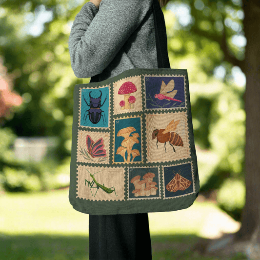 Botanical Stamps Woven Tapestry Tote – Nature-Inspired & Uniquely Crafted Offbeat Opulence