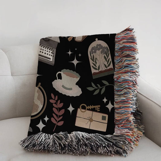 Dark Academia Woven Tapestry Blanket – A Scholar's Dream Offbeat Opulence
