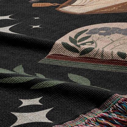 Dark Academia Woven Tapestry Blanket – A Scholar's Dream Offbeat Opulence