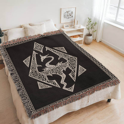 Dragon Seal Woven Blanket - A Legacy of Elder Power & Destiny Offbeat Opulence
