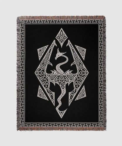 Dragon Seal Woven Blanket - A Legacy of Elder Power & Destiny Offbeat Opulence