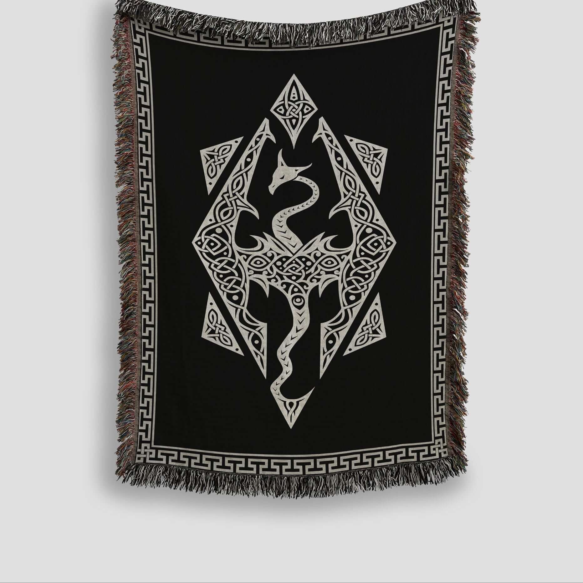 Dragon Seal Woven Blanket - A Legacy of Elder Power & Destiny Offbeat Opulence