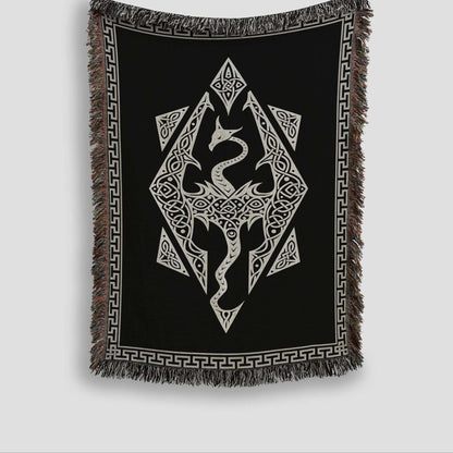 Dragon Seal Woven Blanket - A Legacy of Elder Power & Destiny Offbeat Opulence
