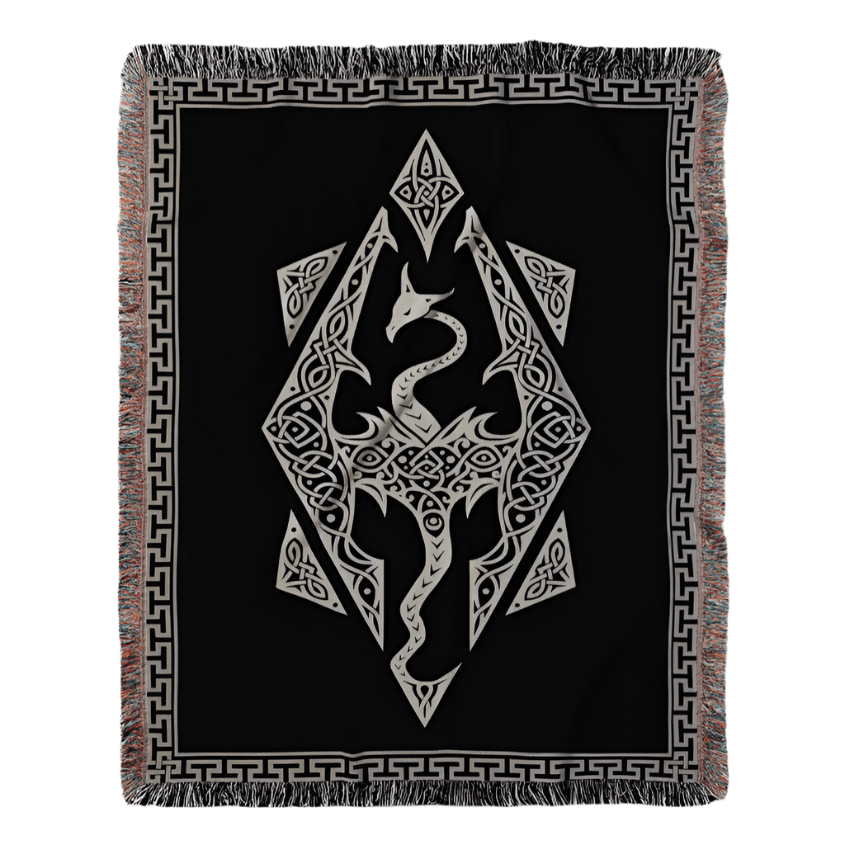 Dragon Seal Woven Blanket - A Legacy of Elder Power & Destiny Offbeat Opulence