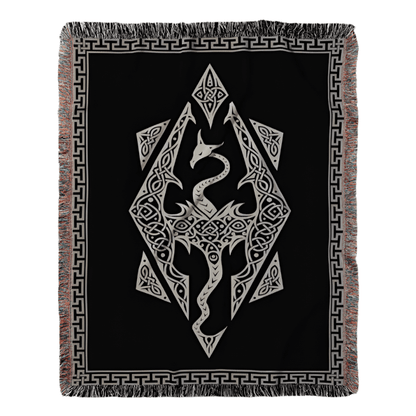 Dragon Seal Woven Blanket - A Legacy of Elder Power & Destiny Offbeat Opulence