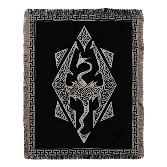 Dragon Seal Woven Blanket - A Legacy of Elder Power & Destiny Offbeat Opulence