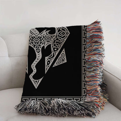 Dragon Seal Woven Blanket - A Legacy of Elder Power & Destiny Offbeat Opulence