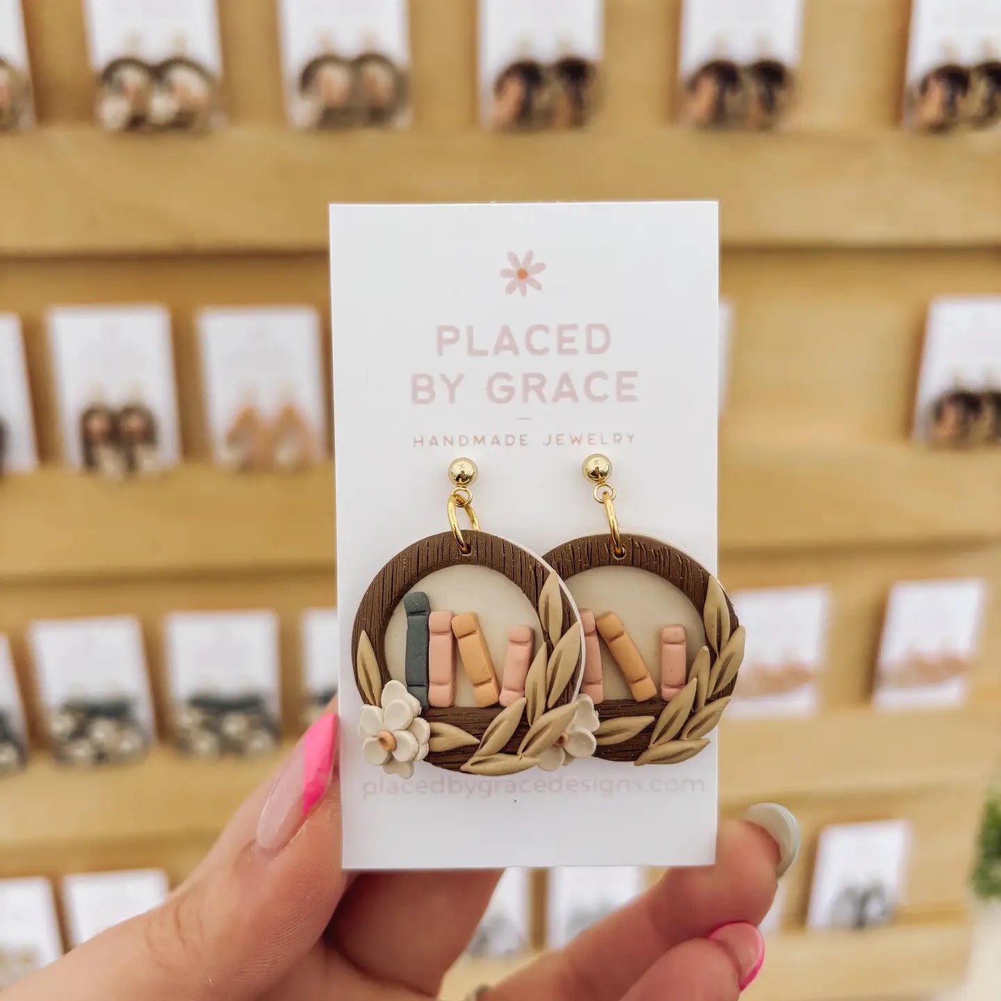 Circle Bookshelf Earrings, Book Earrings, Bookish