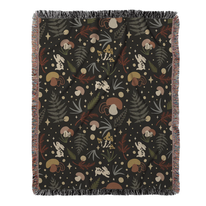Enchanted Woodland Woven Blanket – A Cozy Escape Through A Mystical Forest Offbeat Opulence