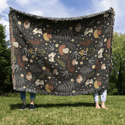Enchanted Woodland Woven Blanket – A Cozy Escape Through A Mystical Forest Offbeat Opulence