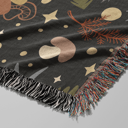 Enchanted Woodland Woven Blanket – A Cozy Escape Through A Mystical Forest Offbeat Opulence