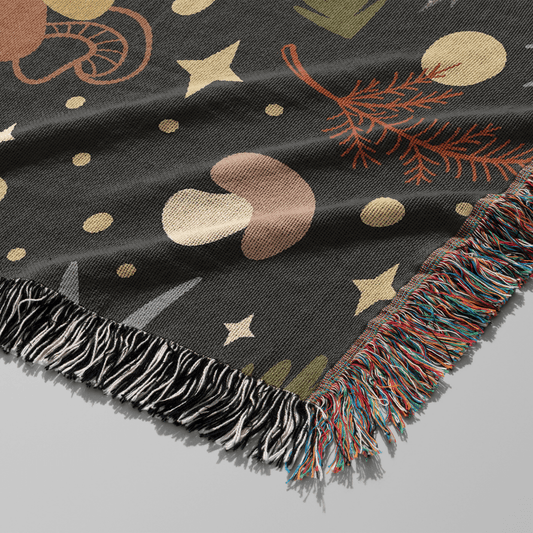 Enchanted Woodland Woven Blanket – A Cozy Escape Through A Mystical Forest Offbeat Opulence