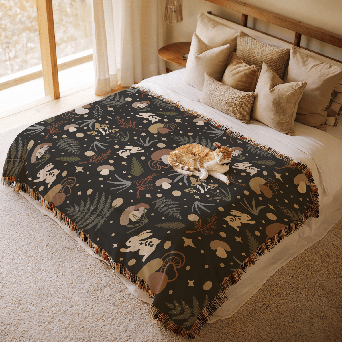 Enchanted Woodland Woven Blanket – A Cozy Escape Through A Mystical Forest Offbeat Opulence