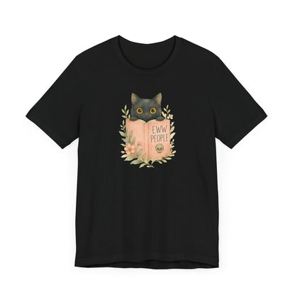 Eww People Black Cat T-Shirt – Bookish Anti-Social Reader Tee