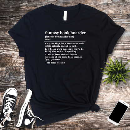 Fantasy Book Hoarder Definition T-Shirt – Personalized Book Collector Tee Offbeat Opulence