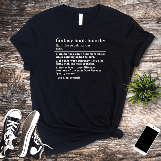 Fantasy Book Hoarder Definition T-Shirt – Personalized Book Collector Tee Offbeat Opulence