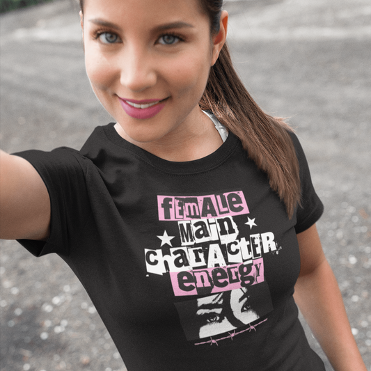 Female Main Character Energy – Retro ’80s Punk Tee Offbeat Opulence
