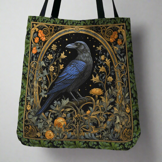 Gothic Raven & Ivy Woven Tapestry Tote – Timeless Elegance Meets Durability Offbeat Opulence