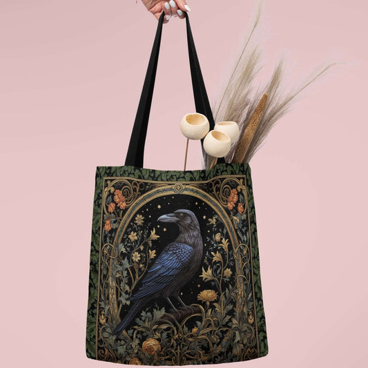 Gothic Raven & Ivy Woven Tapestry Tote – Timeless Elegance Meets Durability Offbeat Opulence