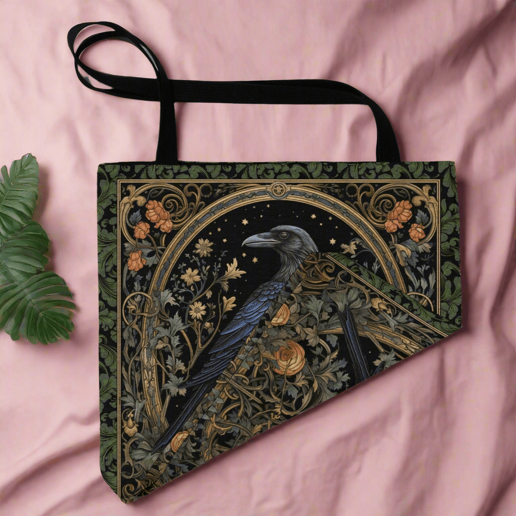 Gothic Raven & Ivy Woven Tapestry Tote – Timeless Elegance Meets Durability Offbeat Opulence