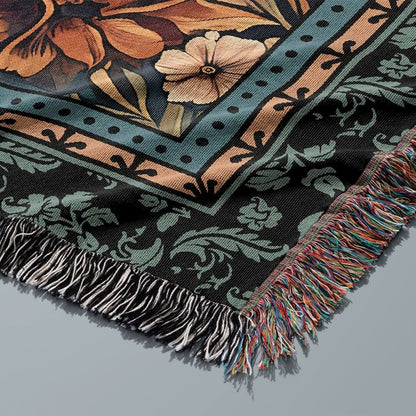 Jackalope Legend Woven Tapestry Blanket – A Mythical Masterpiece Offbeat Opulence