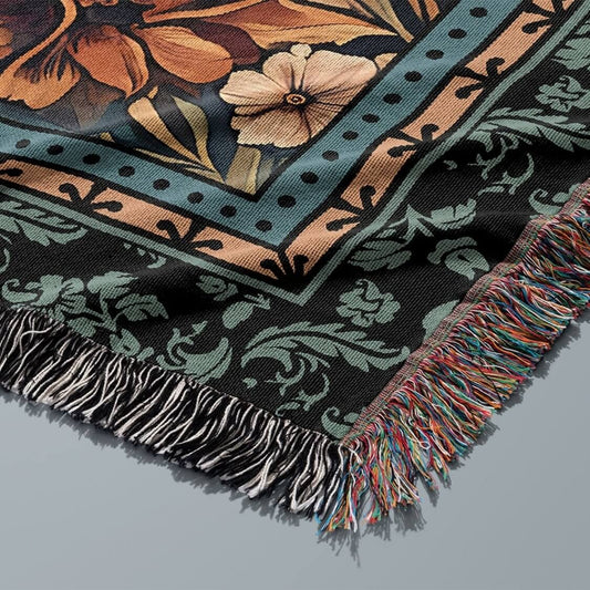 Jackalope Legend Woven Tapestry Blanket – A Mythical Masterpiece Offbeat Opulence