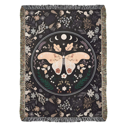 Lunar Moth Woven Tapestry Blanket – A Dream in Threads Offbeat Opulence