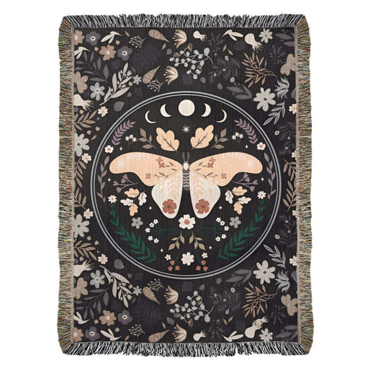 Lunar Moth Woven Tapestry Blanket – A Dream in Threads Offbeat Opulence