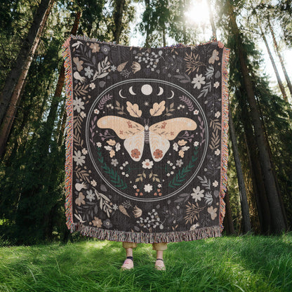Lunar Moth Woven Tapestry Blanket – A Dream in Threads Offbeat Opulence